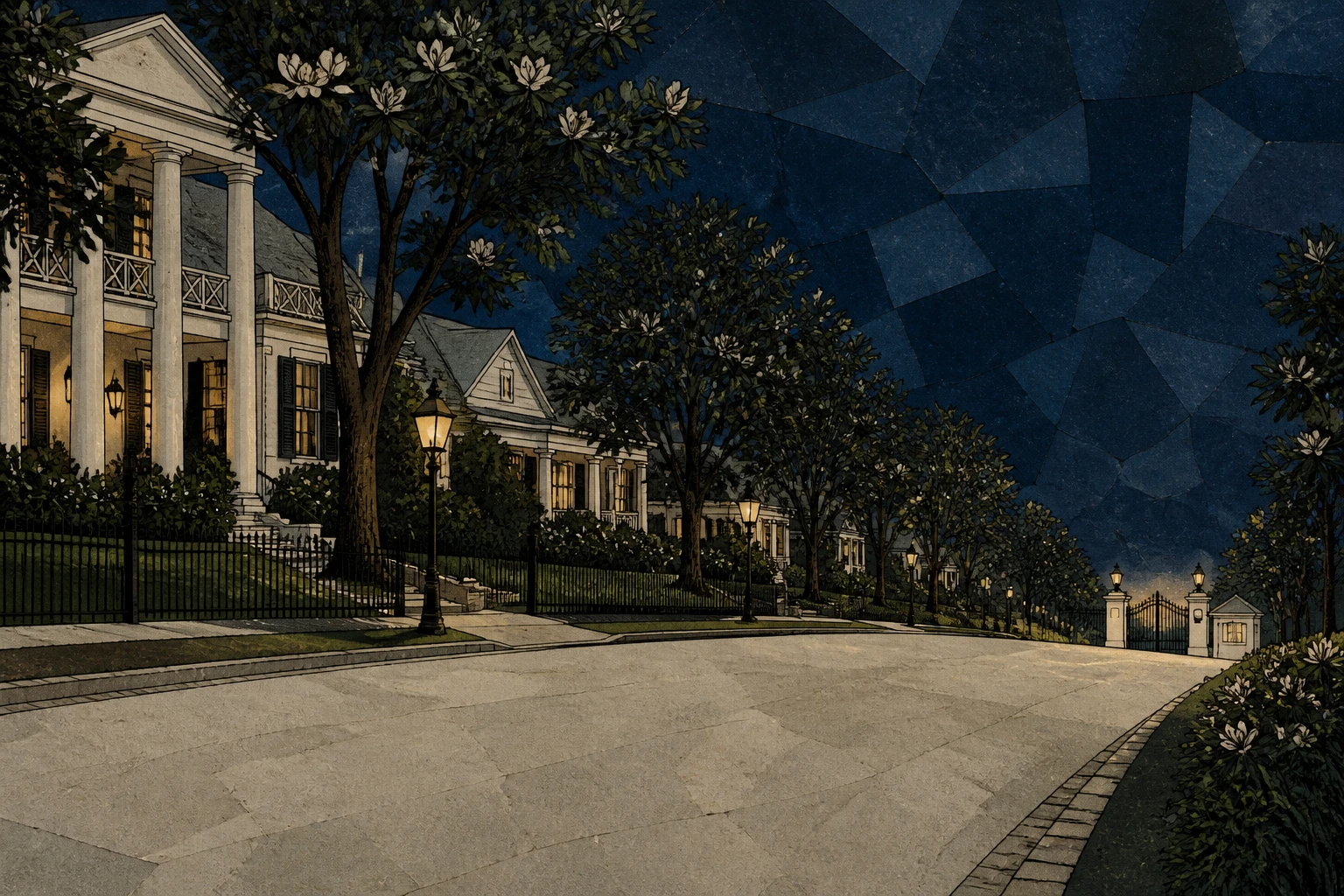 White Columns lane painting